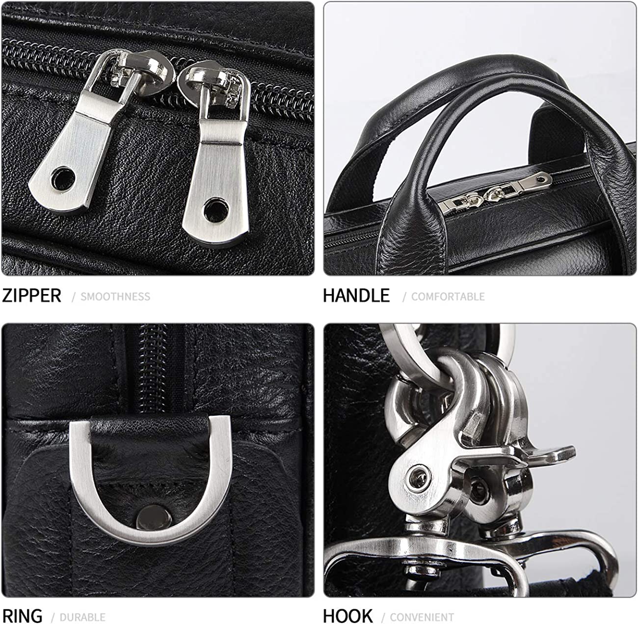 Augus Leather Laptop Briefcase for Men,Waterproof Travel Messenger Duffle Bags 15.6 Inch Laptop Bag - Image 5